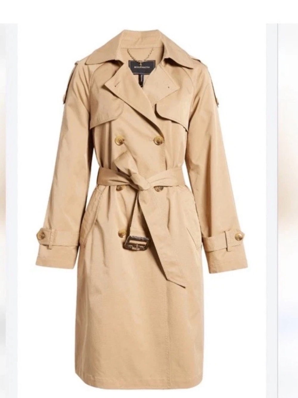 BCBG Classic Khaki Trench Coat with Belt